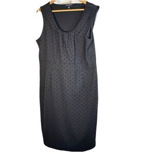 Lands End Dress Womens Size L Black Polka Dot  Round Neck Stretch Sheath